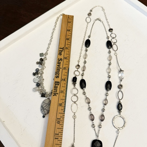 Beautiful Set of 3 Glass Metal Stone Pendant and Plastic Beads Necklaces Vintage - Picture 10 of 13